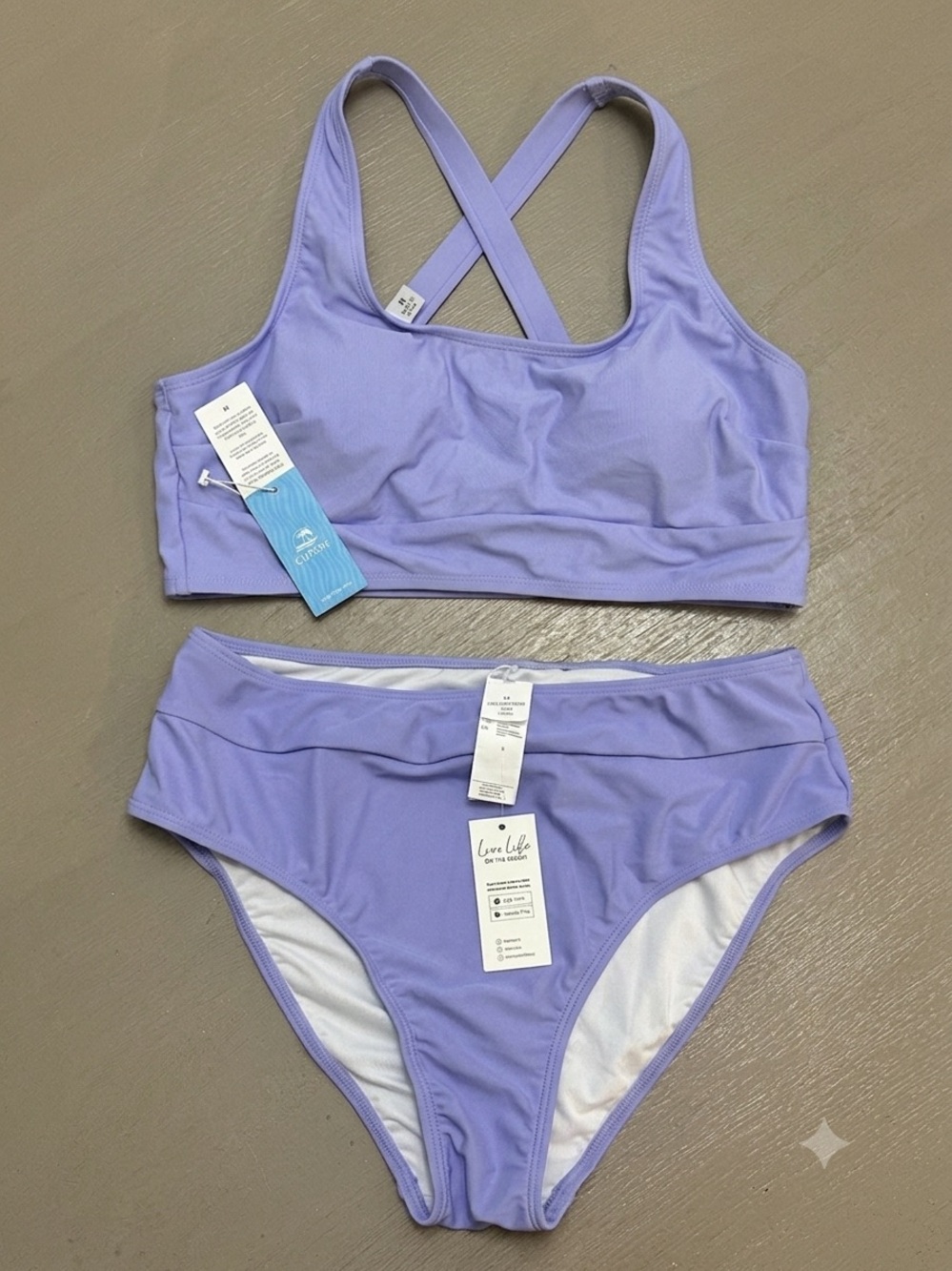 Cupshe Lilac Lavender Bikini Set Size Mix Top L Bottom M High Waisted NWT